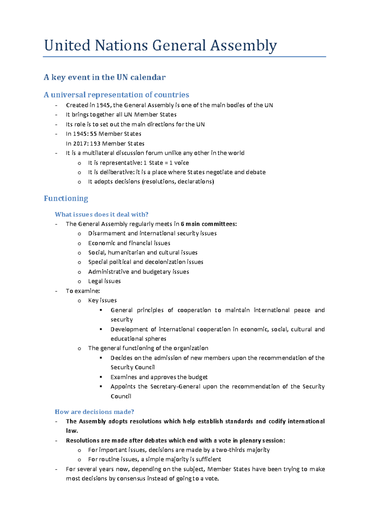 UN General Assembly Overview: Key Functions & Member States (17-2294 ...
