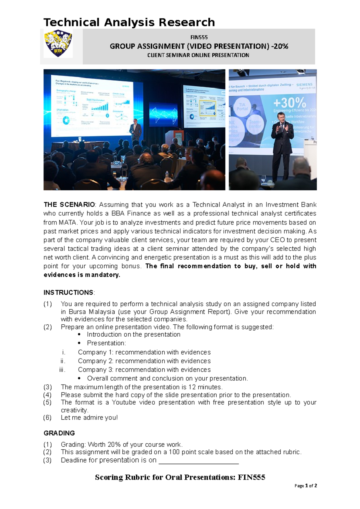 5 FIN555 4 Presentation Assignment 2022 - Technical Analysis Research ...