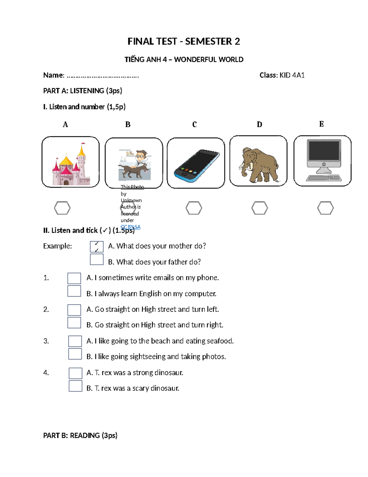 Final Test Term 2: Tiếng Anh 4 - Wonderful World - Studocu