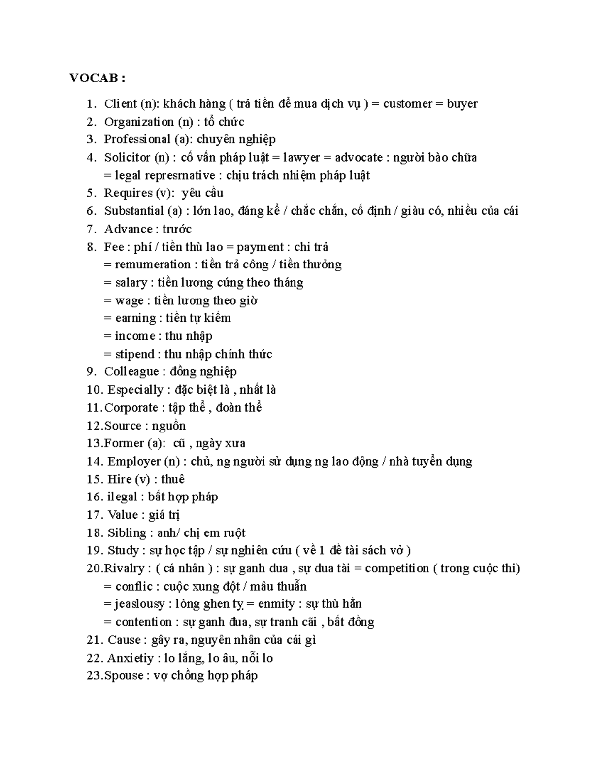 VOCAB: Key Terms and Definitions for Legal and Professional Contexts ...