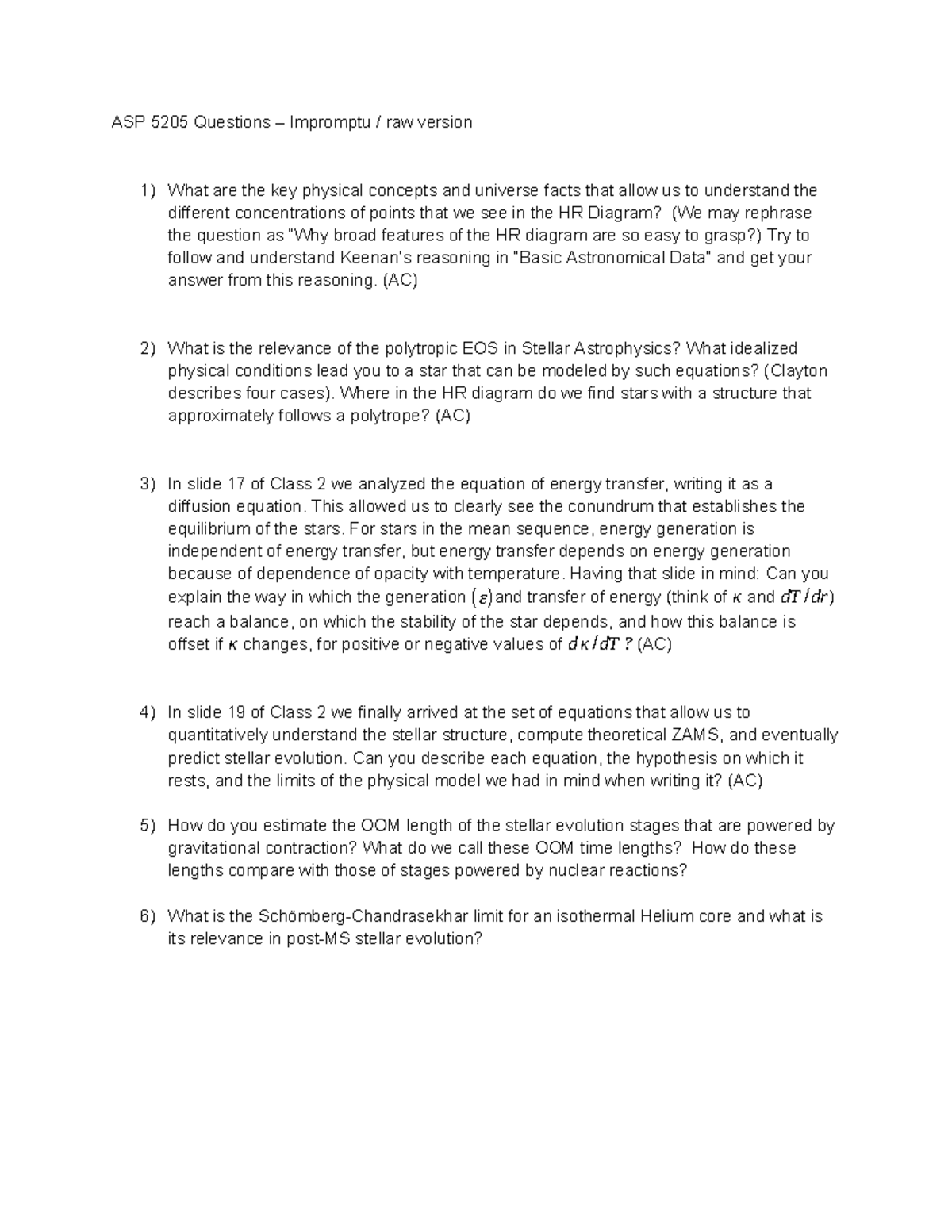 ASP 5205 Questions – Impromptu version - ASP 5205 Questions – Impromptu ...