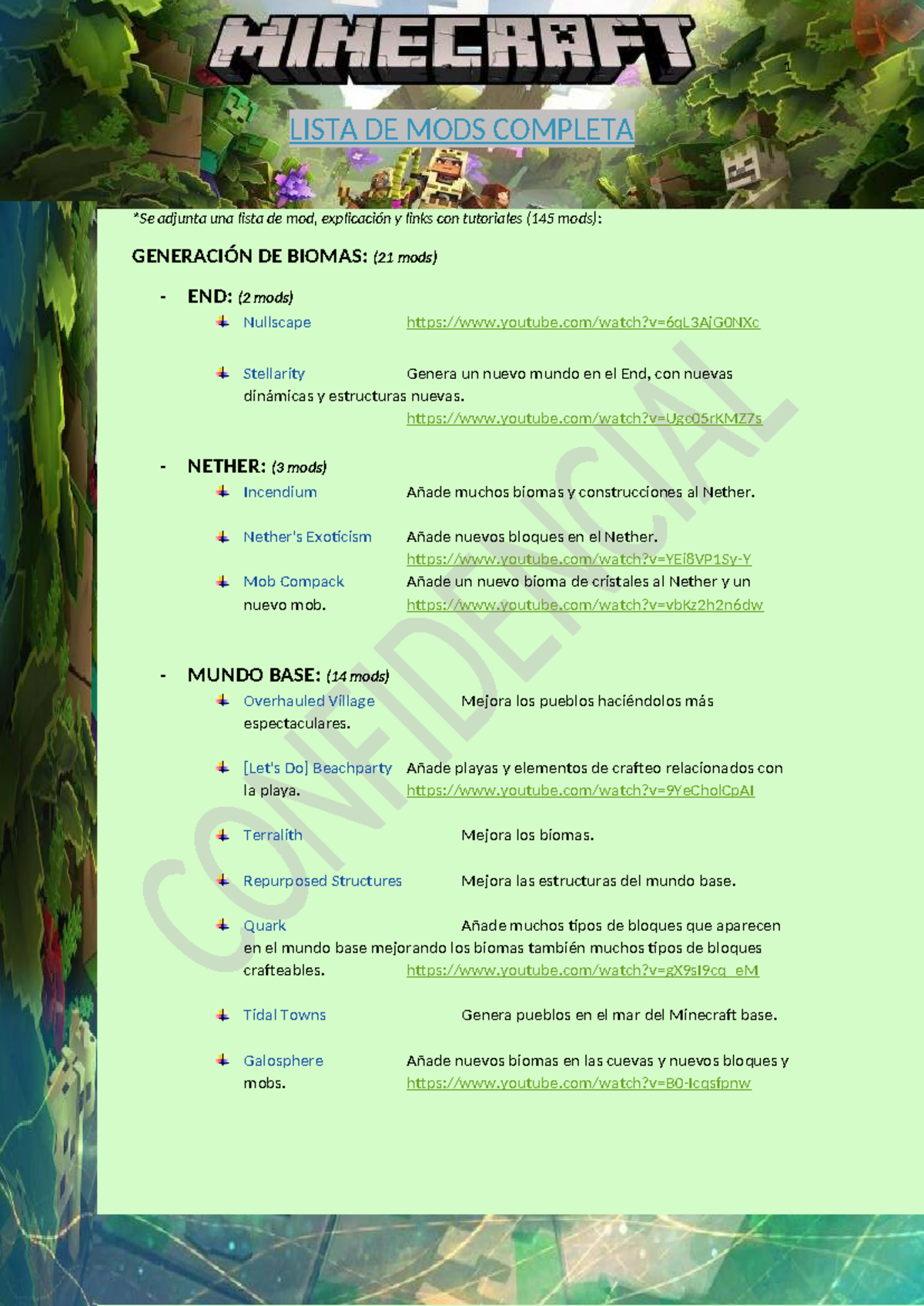 Lista Completa de Mods para Minecraft: 145 Mods y Tutoriales - Studocu