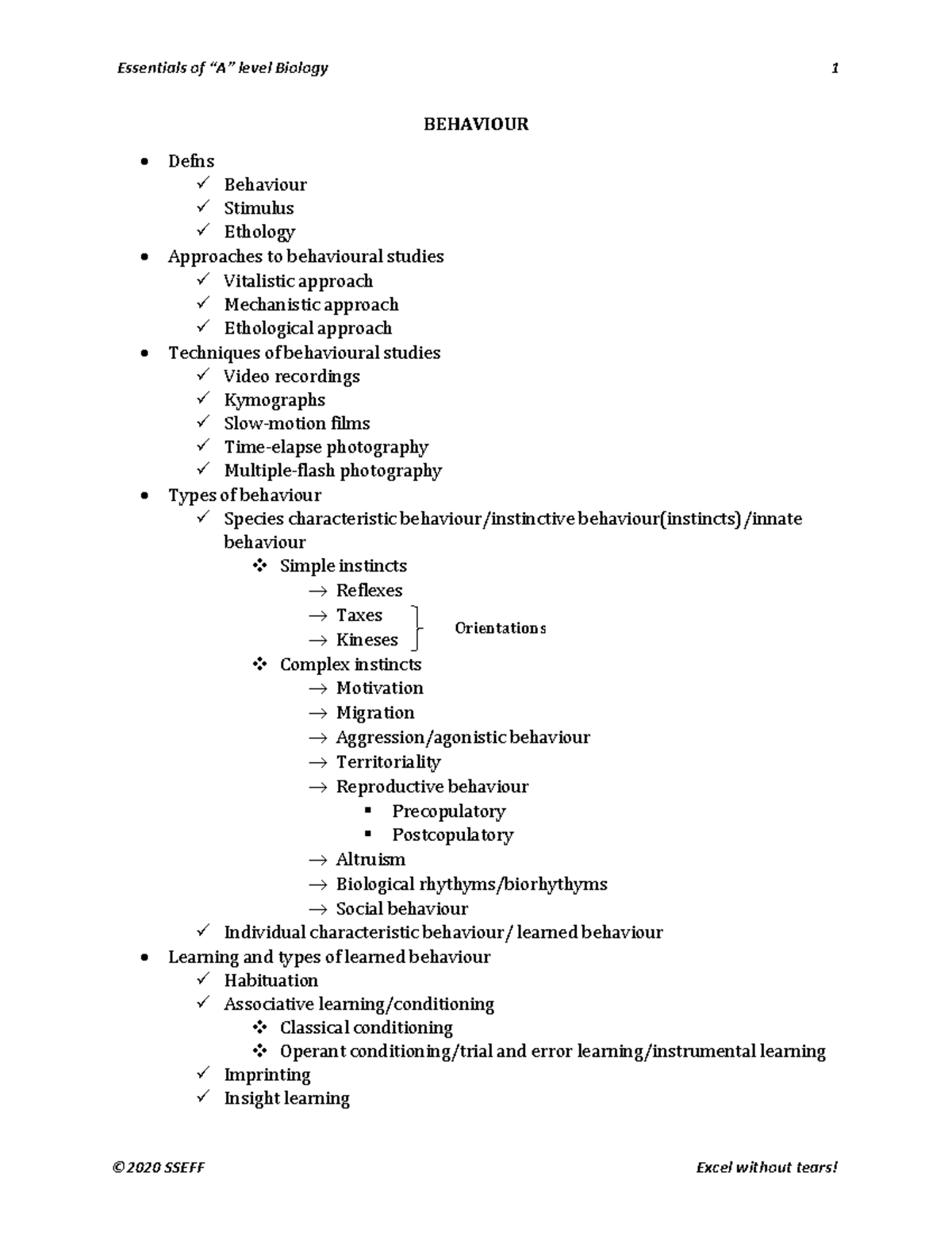 Essentials of Level Biology 1: Understanding Animal Behavior and ...
