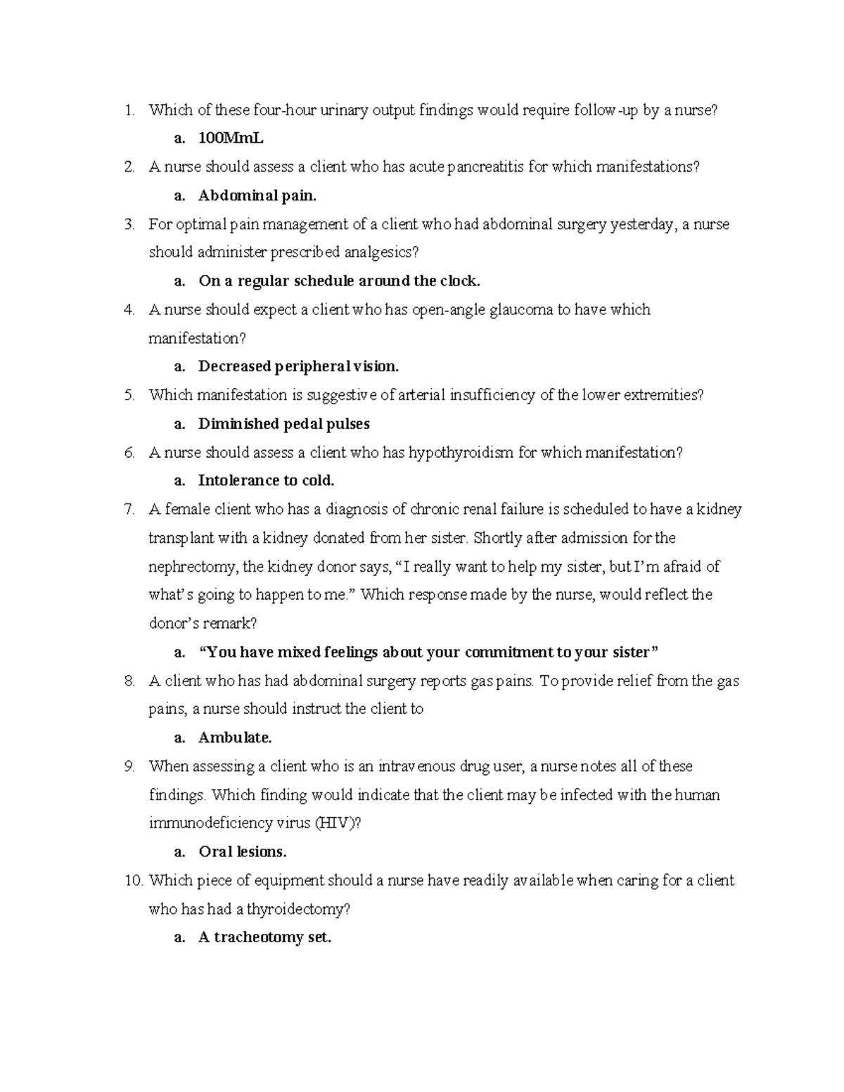 Med Surge Standardized Nursing Exam Review Notes - Studocu