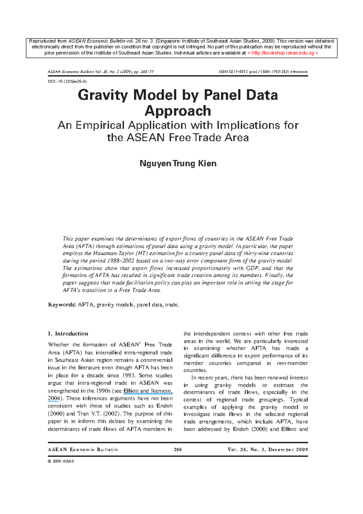 Gravity Model Analysis of AFTA: Panel Data Approach Insights - Studocu