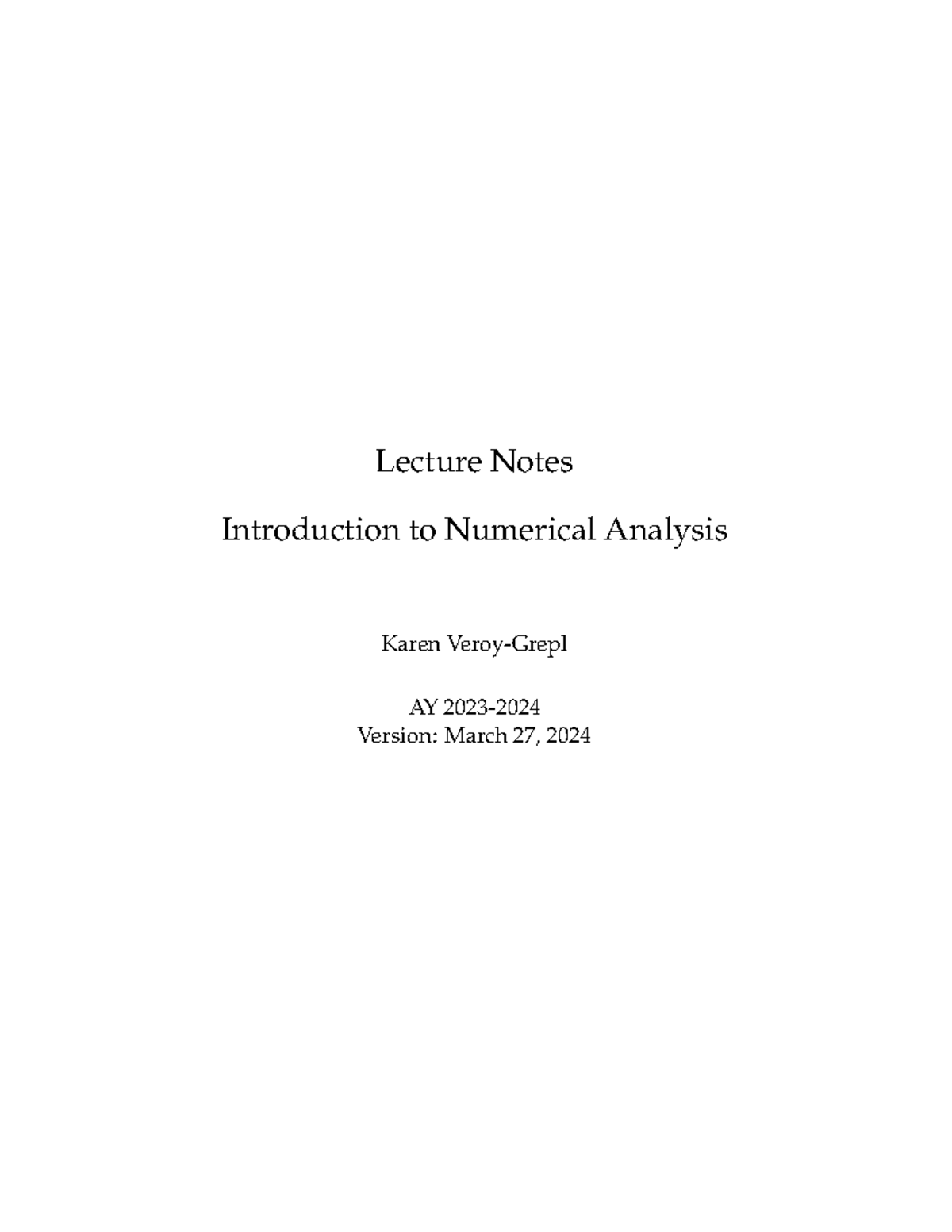 2MBC10 Numerical Analysis Lecture Notes - AY 2023 - Studeersnel