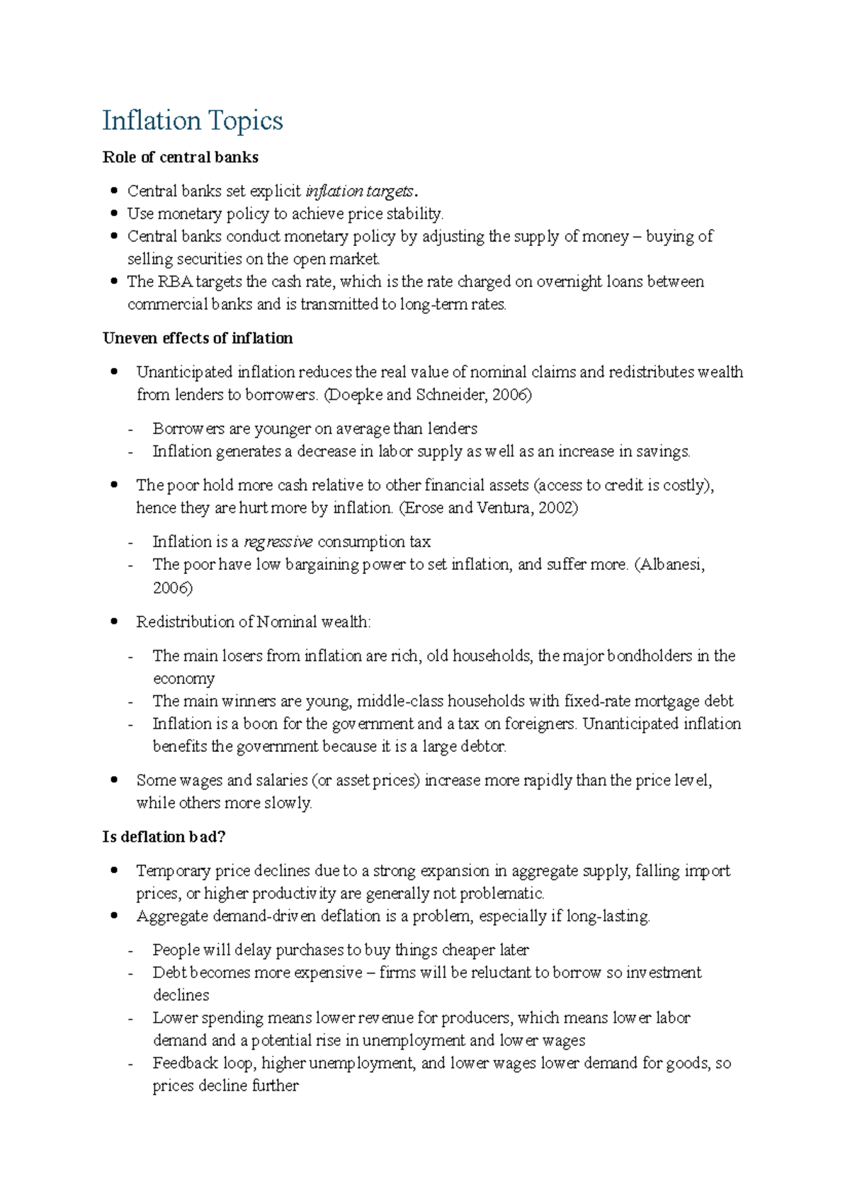 Extra Topics in Inflation and Economic Growth - Lecture Notes (ECO 101 ...
