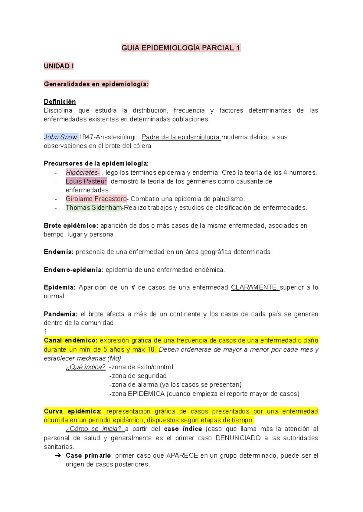 Guía de Estudio EPIDEMIOLOGÍA P1: Teoría y Formulario Básico - Document Preview