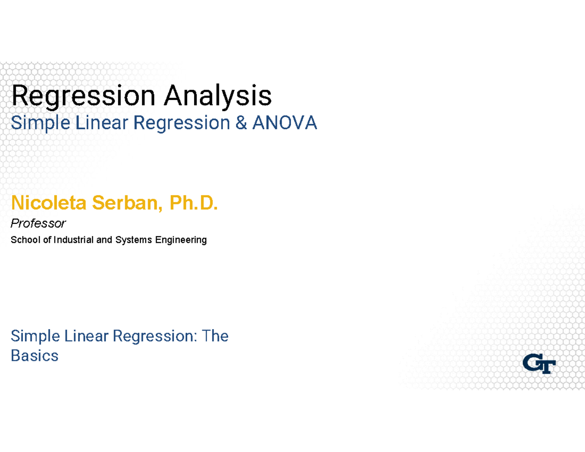 Simple Linear Regression The Basics - Regression Analysis Simple Linear ...