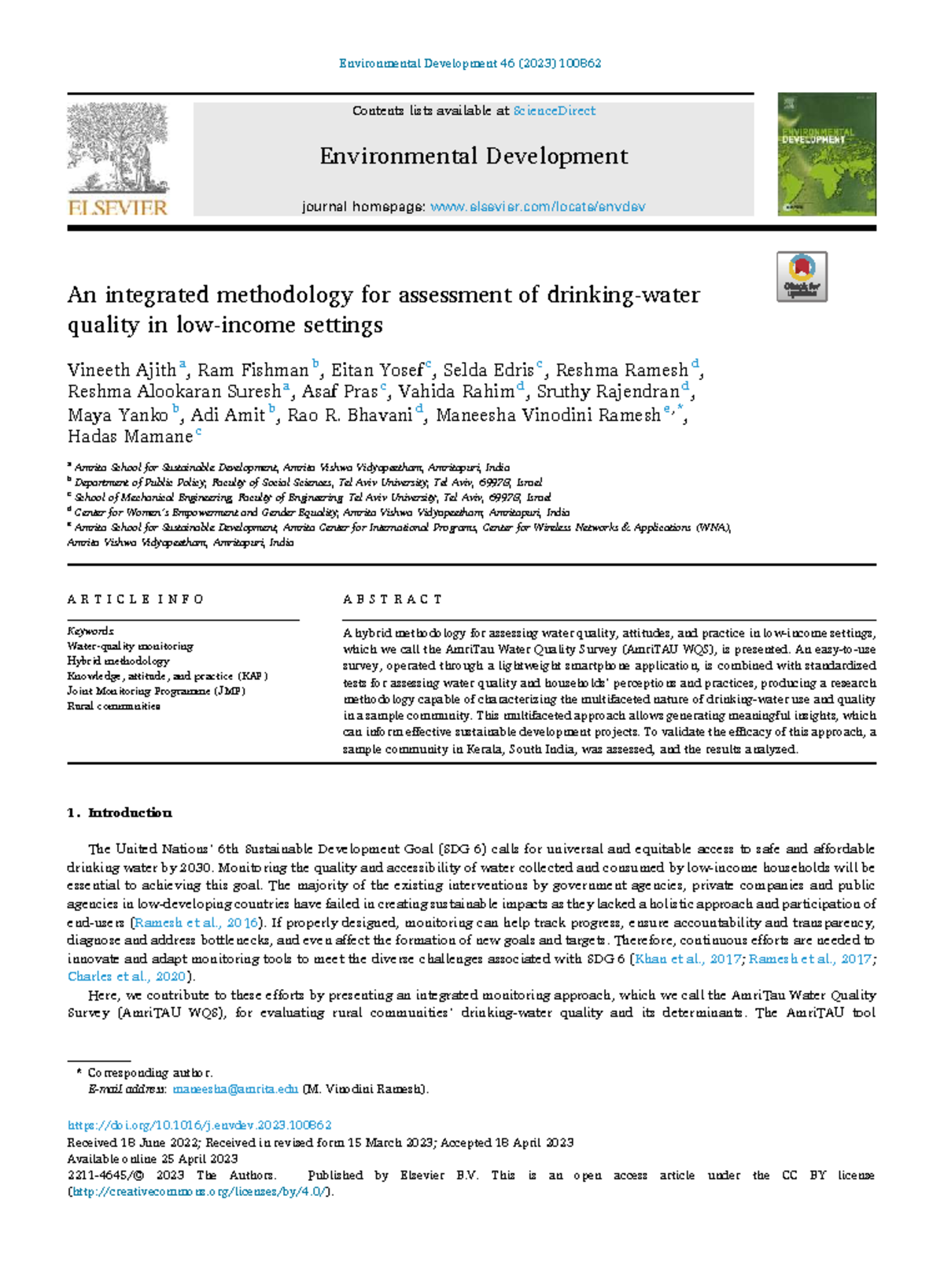Integrated Methodology for Assessing Drinking-Water Quality (ENV 46 ...