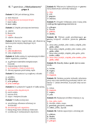 Sprawdzian Klasa 6 Od Parzydełkowców Do Pierścienic www.studocu.com