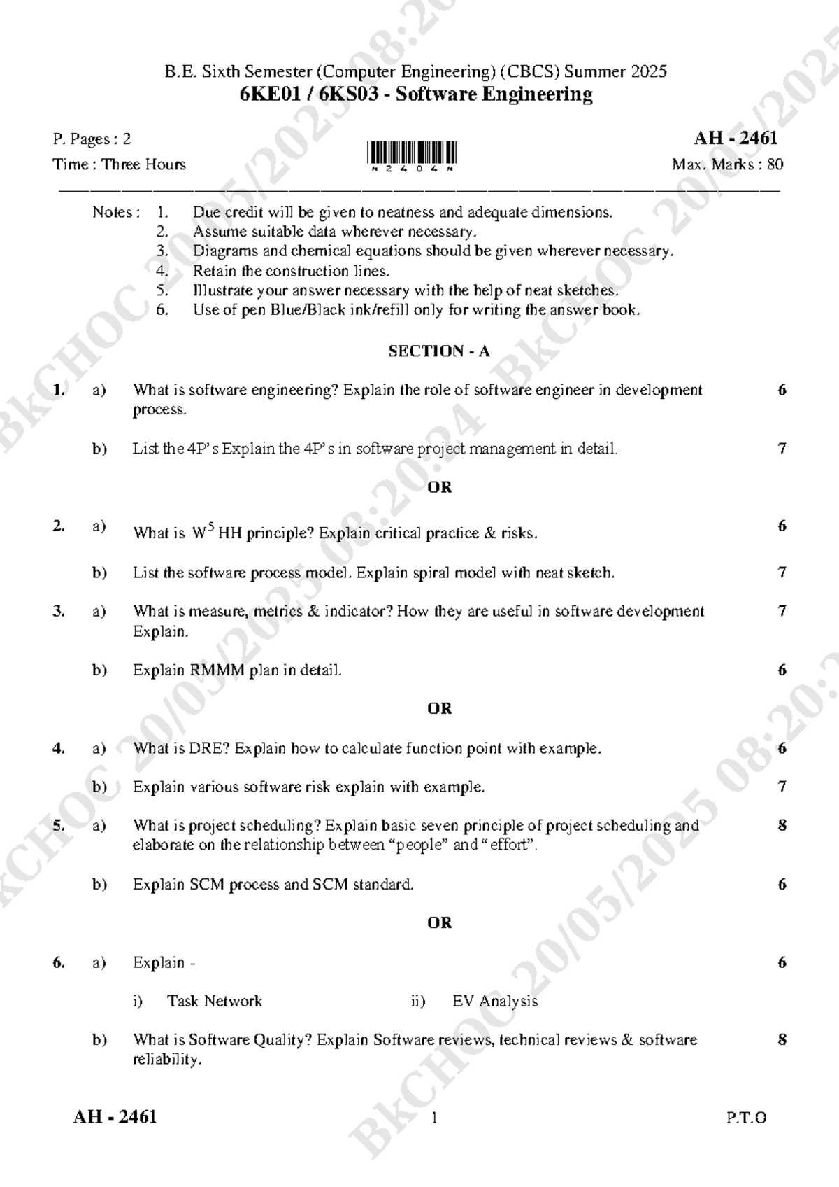 Software Engineering (06KE01) Final Exam Summer 2025 - Studocu