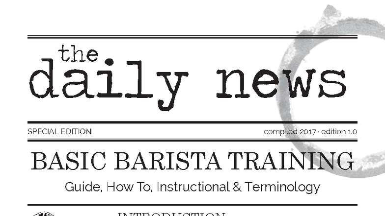 Barista Training Manual (BASIC BARISTA TRAINING) - 2017 Edition - Studocu