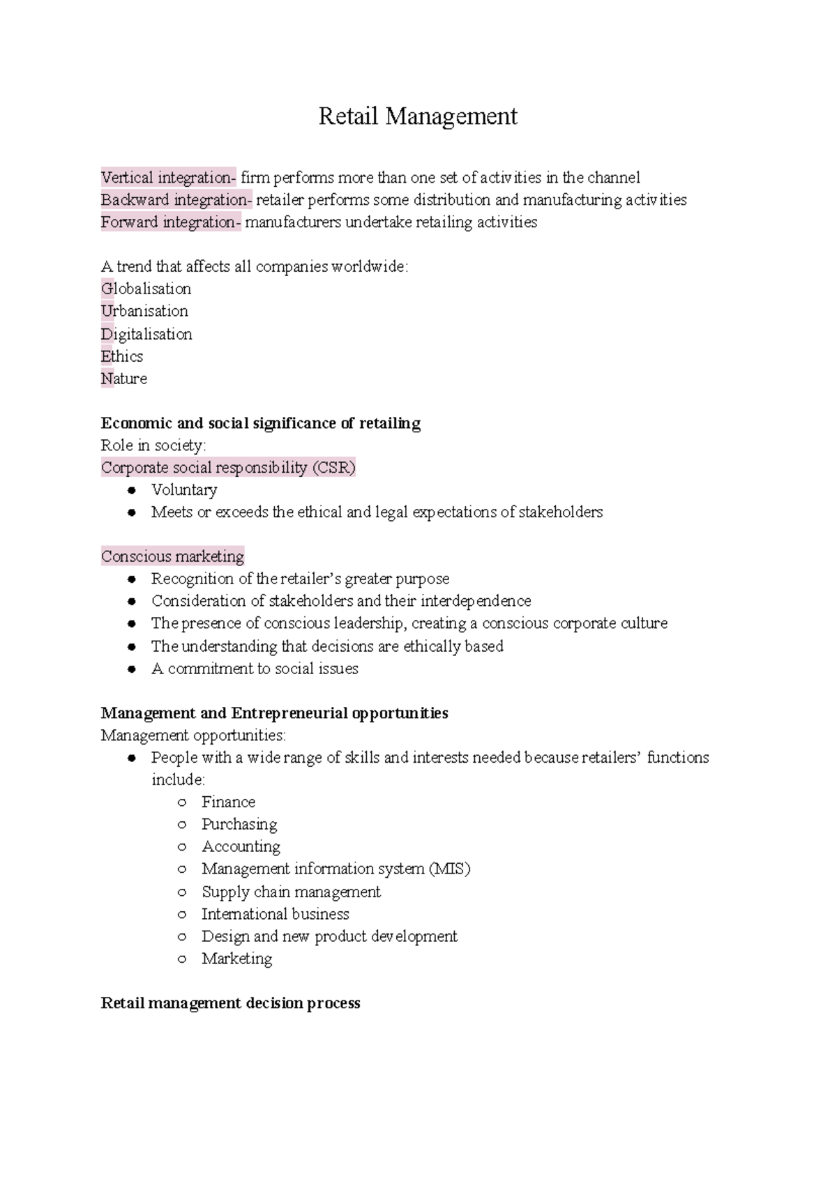 Retail Management 1FE672 Lecture Notes on Pricing Strategies and Ethics ...