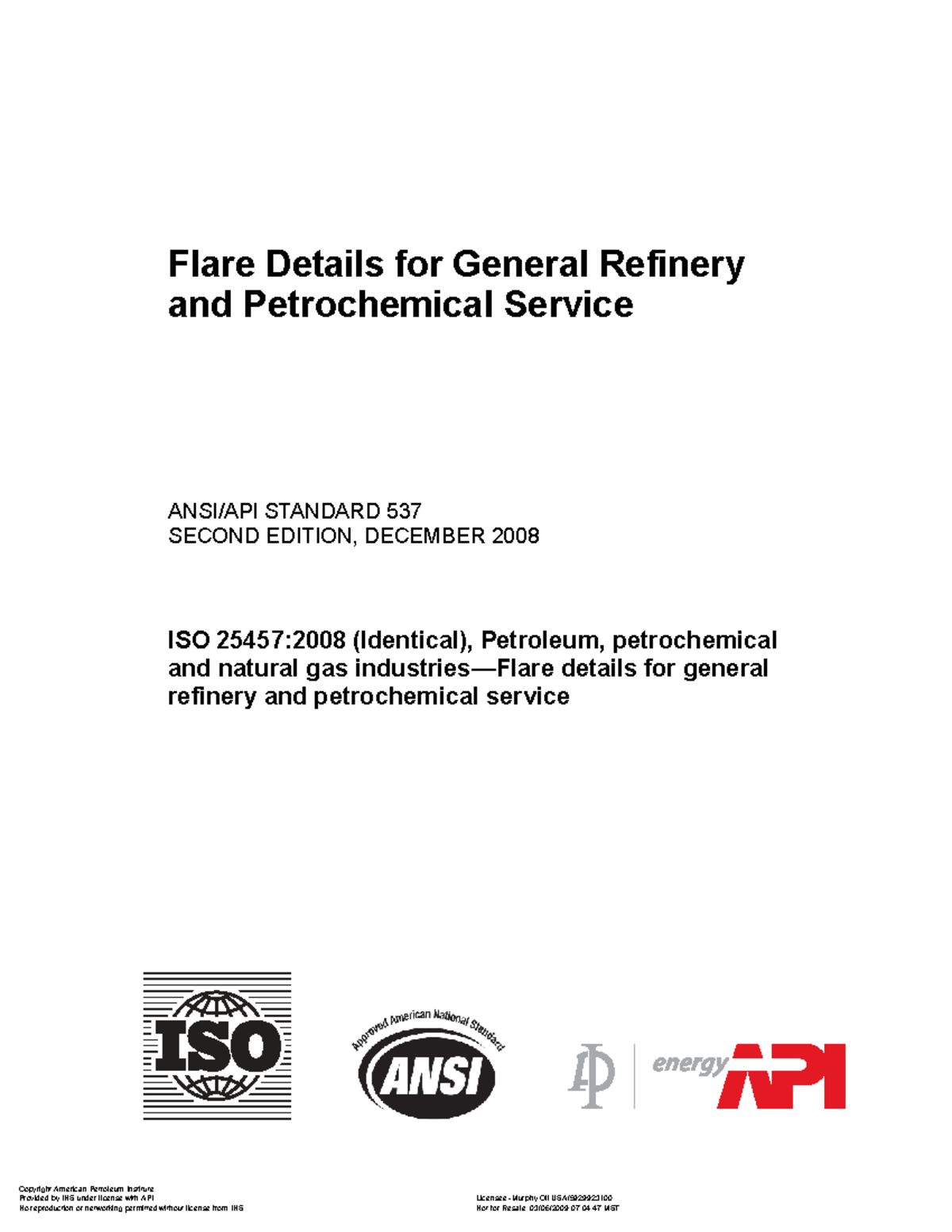 API 537: Flare Design and Mechanical Details for Refinery Services ...