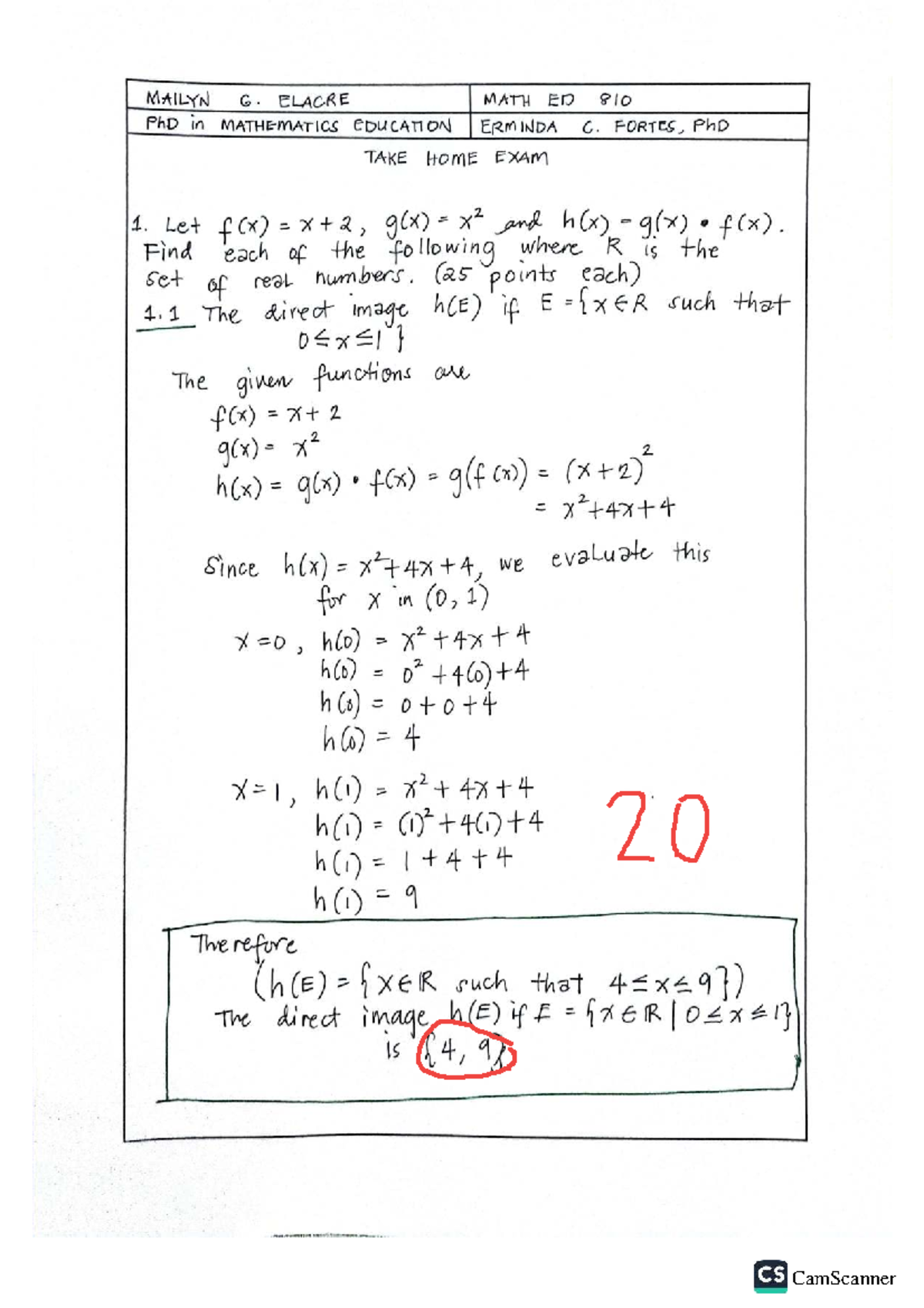 MATH ED 810 PhD Take Home Exam 1: Functions and Metrics Analysis - Studocu