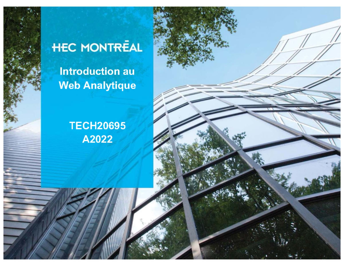 Introduction au Web Analytique TECH20695 - Séance 7: E-commerce et ...