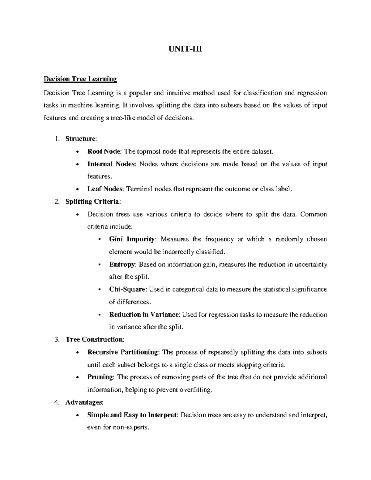 Unit 2 - Important notes for machine learning technique - Unit-II ...
