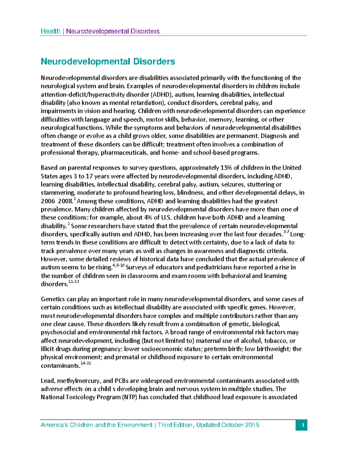 Neurodevelopmental disorders: The past, present, and future (ASNE-04 ...