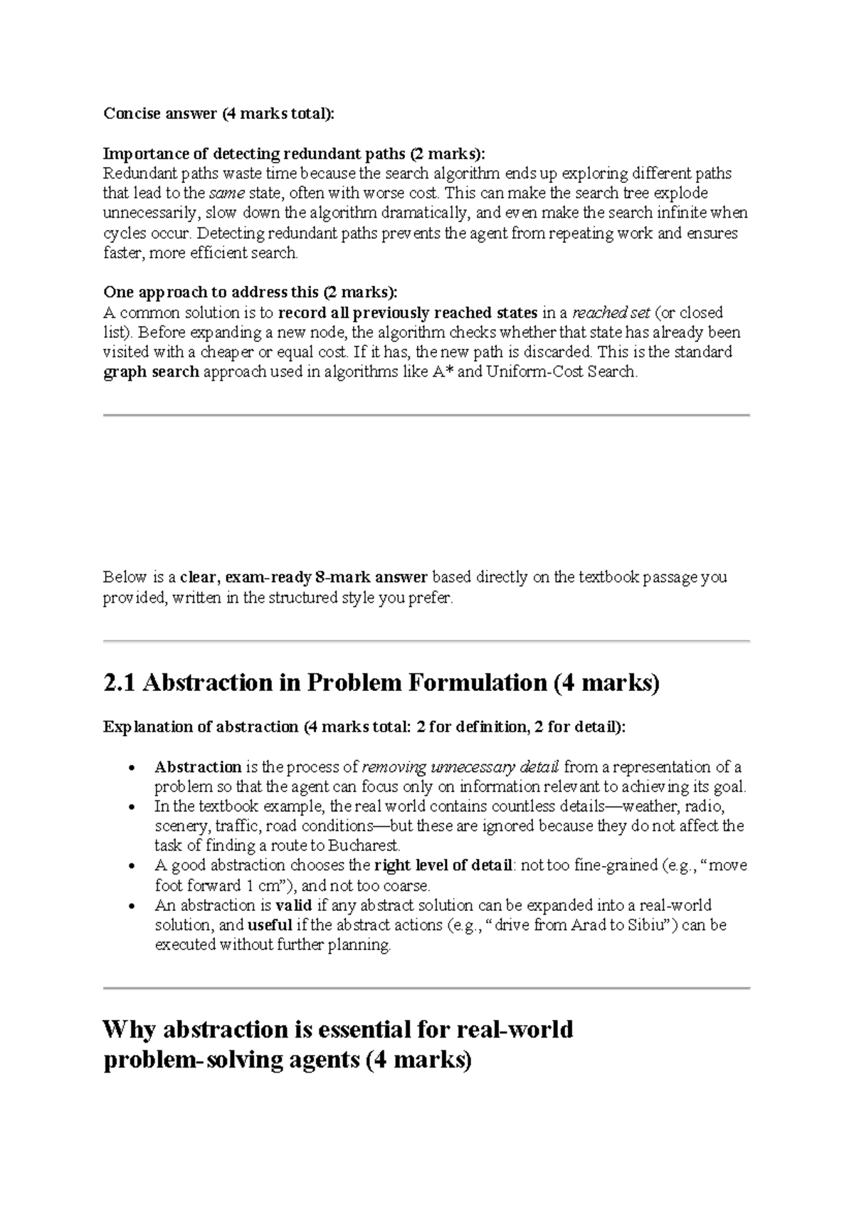 CS101: Semester Notes on Search Algorithms and Abstraction - Studocu