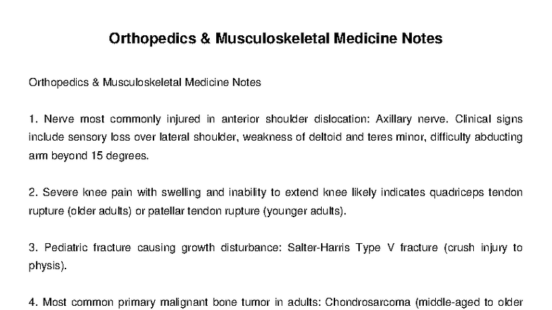 Orthopedics and Musculoskeletal Notes - Orthopedics & Musculoskeletal ...