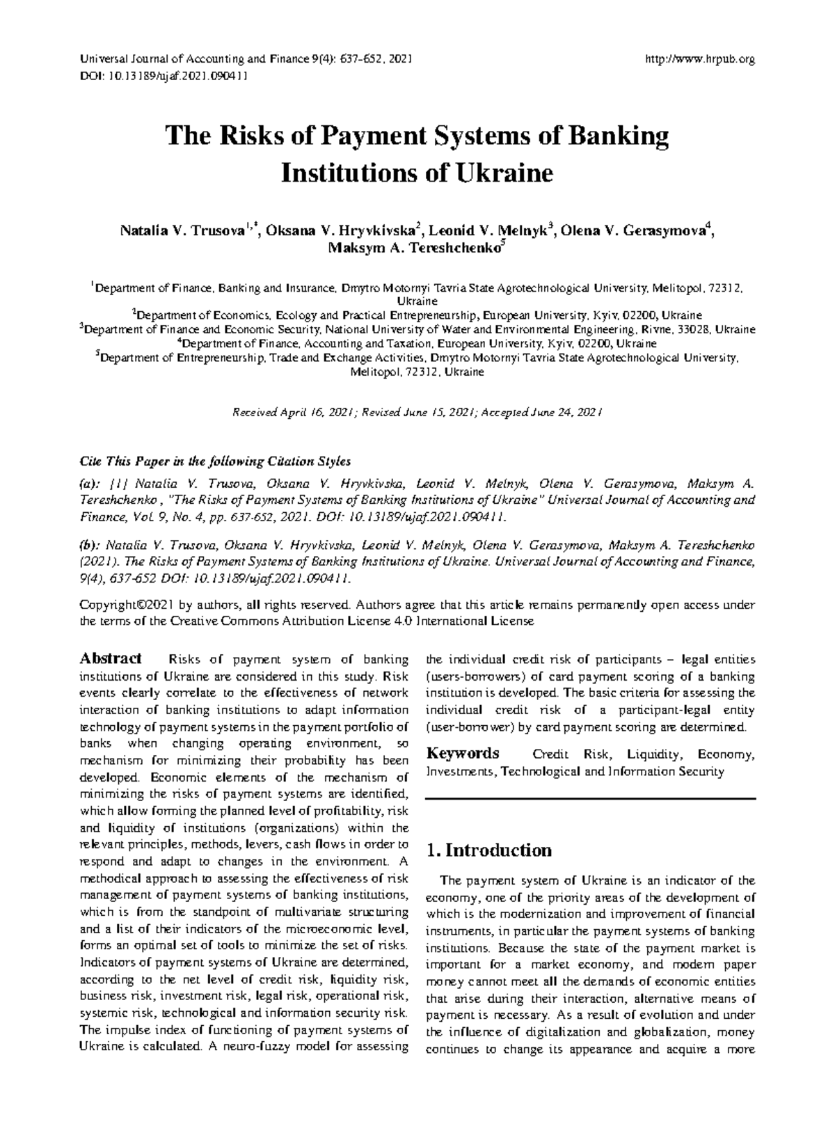 Risks of Payment Systems in Ukrainian Banking Institutions: An Analysis ...