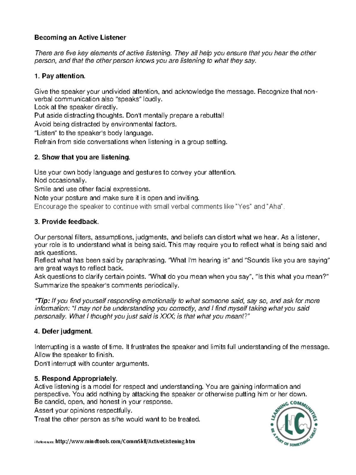 Active Listening Techniques: Key Elements for Effective Communication ...
