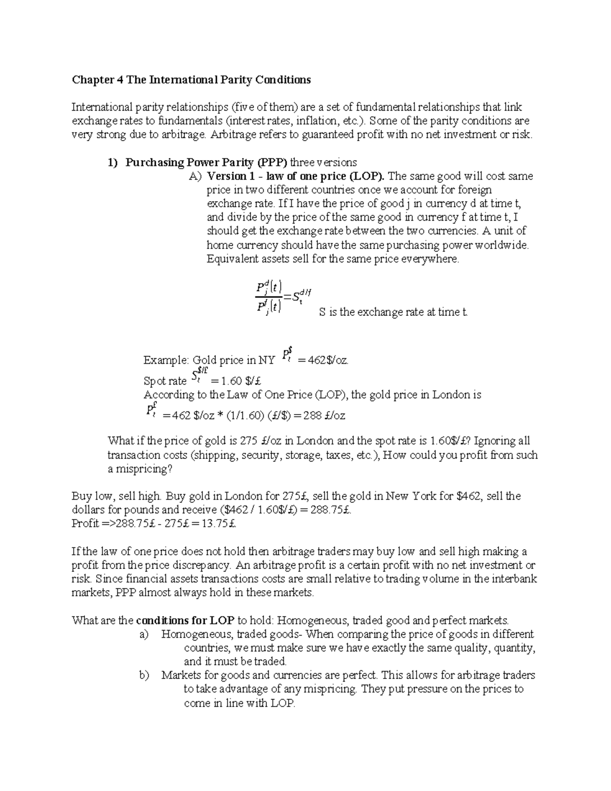 Chapter 4: International Parity Conditions in Foreign Exchange Analysis ...