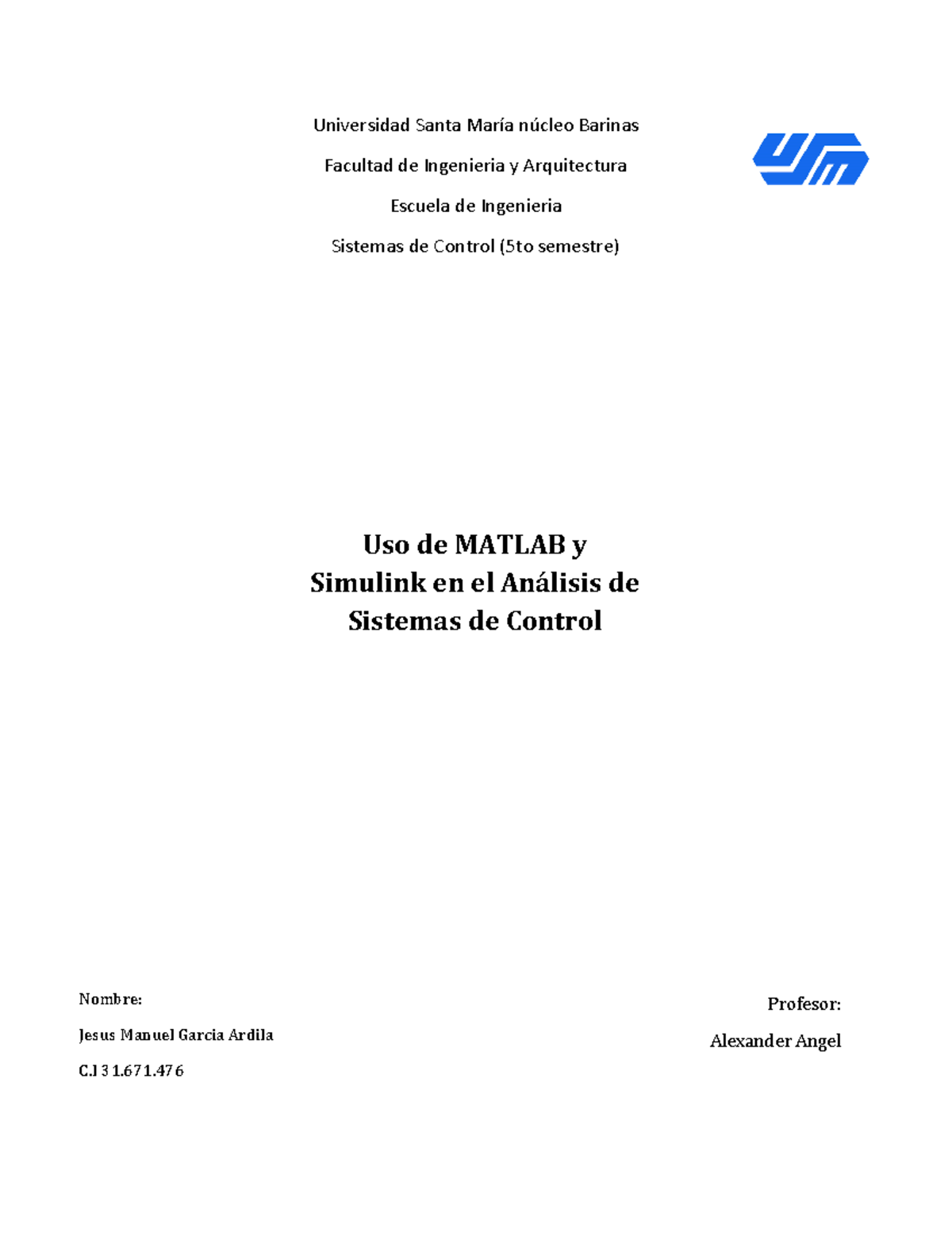 Trabajo de MATLAB y Simulink en Sistemas de Control (5to Semestre ...