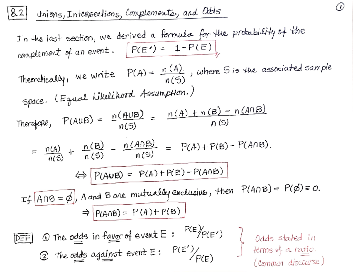 8.2 Leccture Notes - goes further into probability - 8 Unions ...
