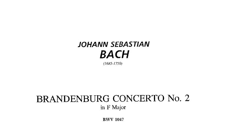 Bach - Brandenburg Concerto No. 2 in F Major BWV 1047 (Full Score