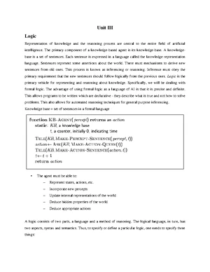 AI Unit III-revised - Unit-3 notes for Artificial Intelligence - Unit ...