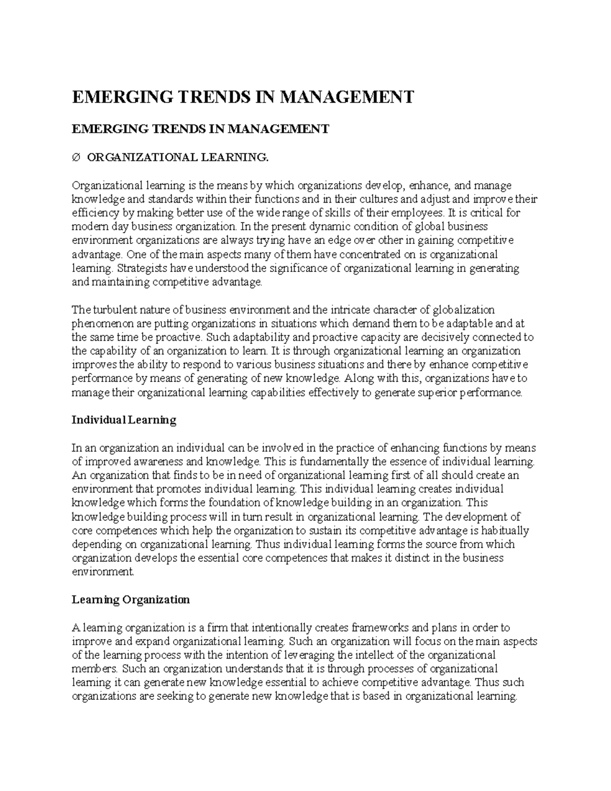 Emerging Trends in Management: Key Insights and Innovations - Studocu