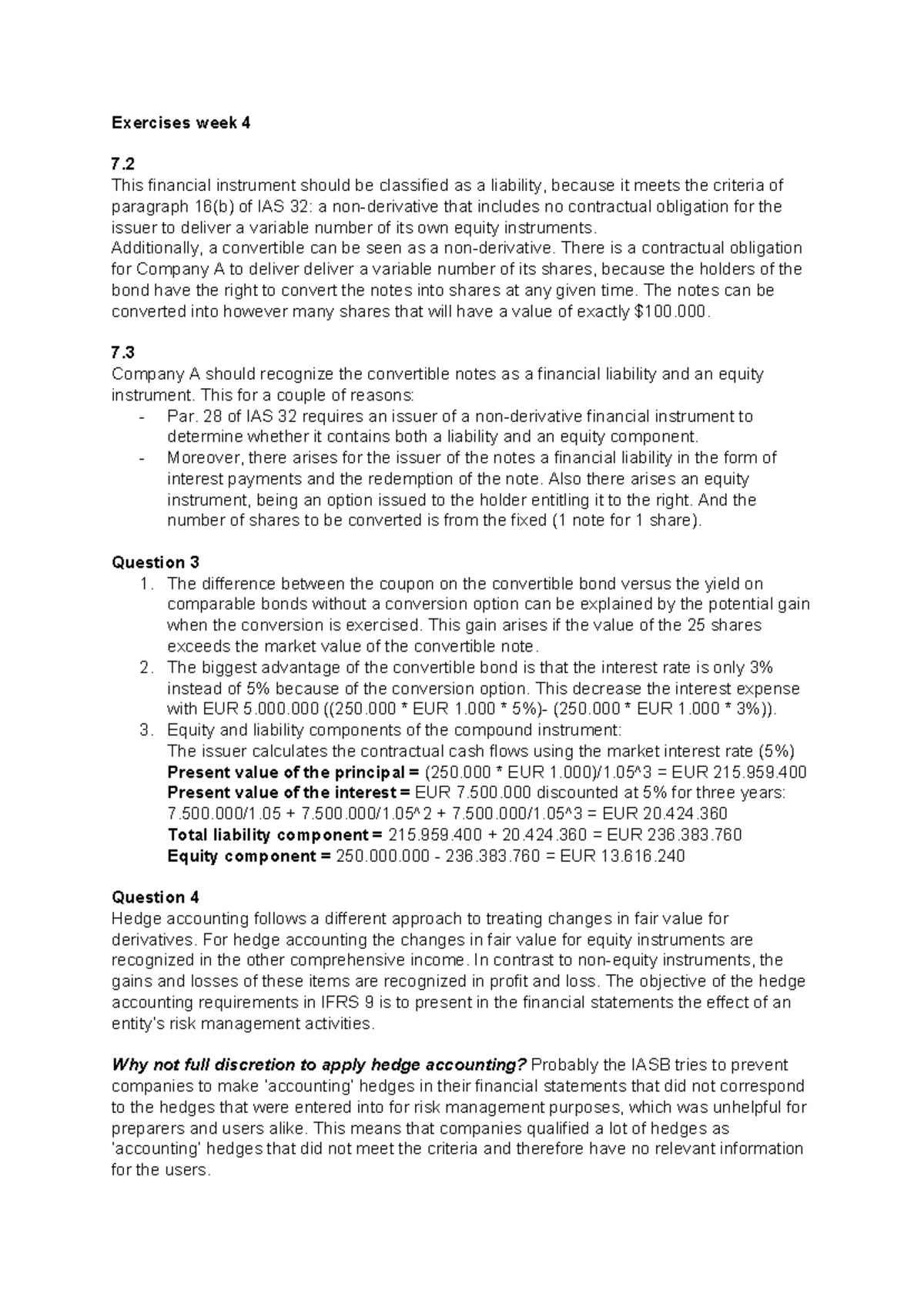 Week 4 Exercises: Financial Instruments and IFRS 9 Insights - Studeersnel