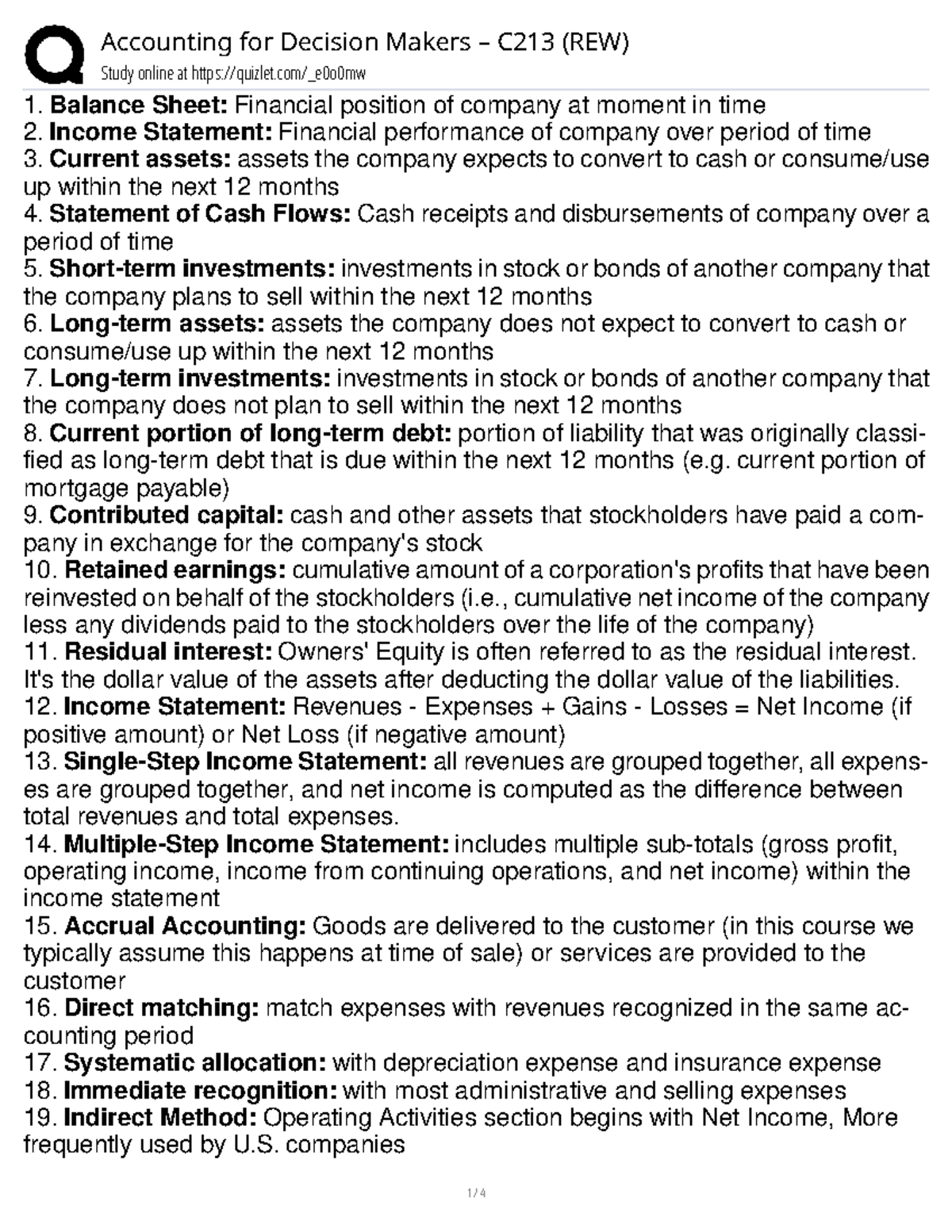 Accounting for Decision Makers C213 (REW) Comprehensive Study Guide ...