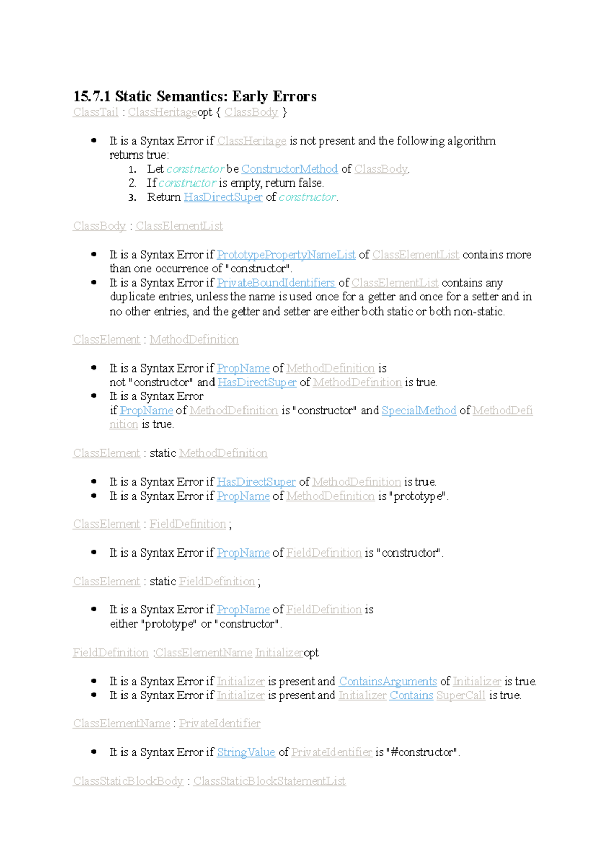152 - Final Exam Notes on Static Semantics and Class Elements - Studocu