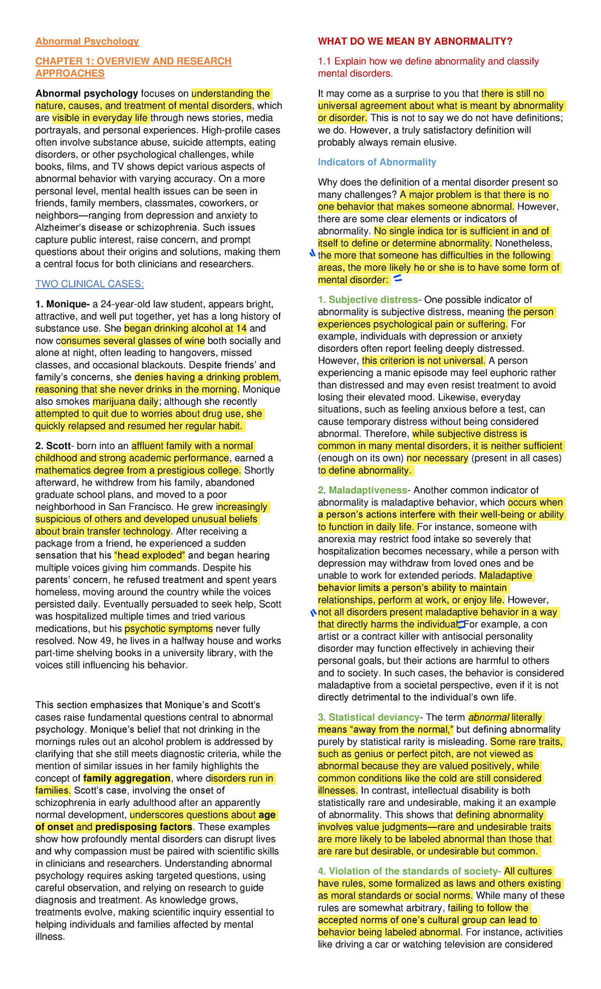 Abnormal Psychology (PSY 101) - Chapter 1: Defining Abnormality and ...