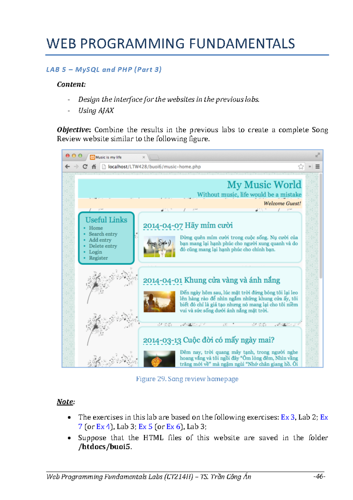 Web Programming CT214H Lab 5: MySQL & PHP Interface Design - Studocu