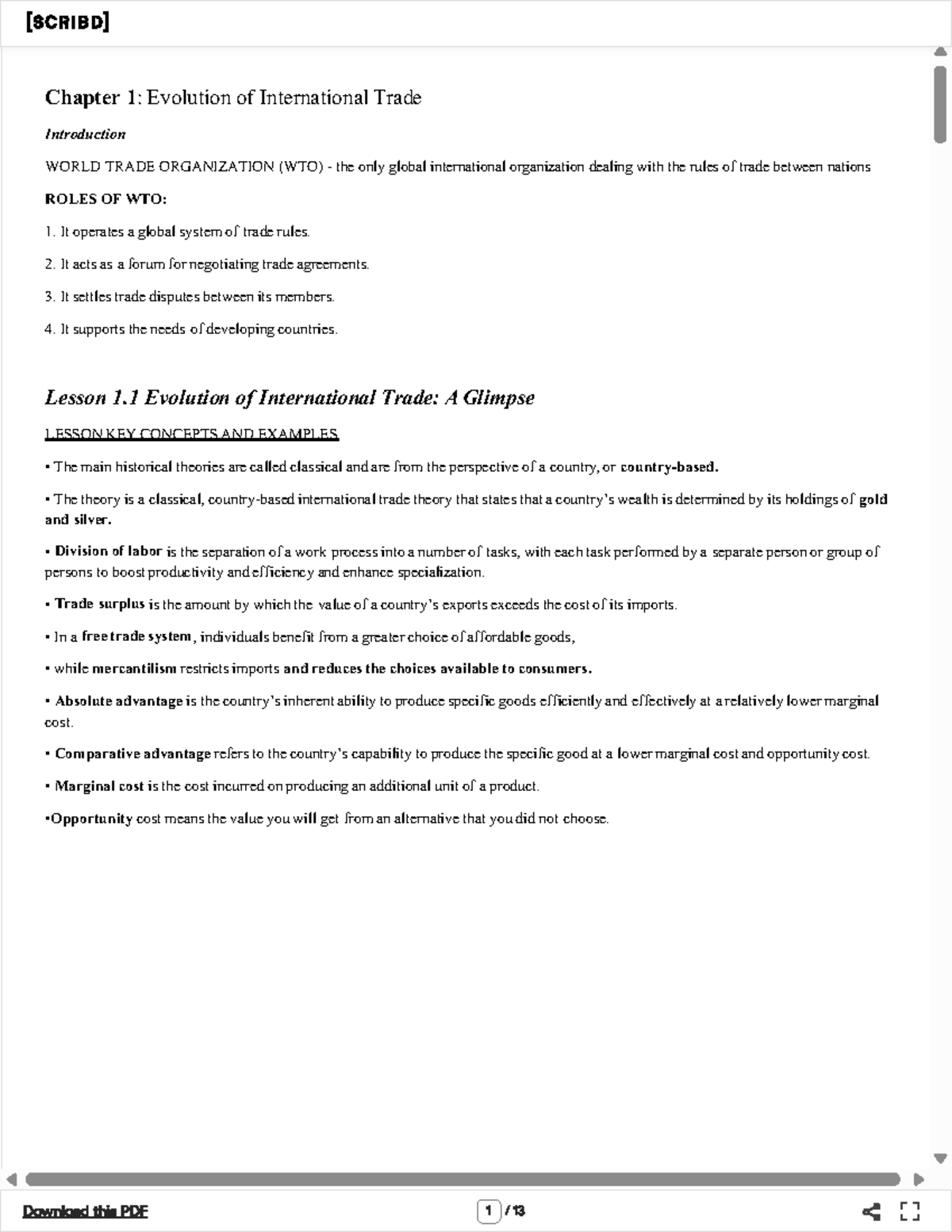 Chapter 1: Evolution of International Trade - Key Concepts & WTO Roles ...