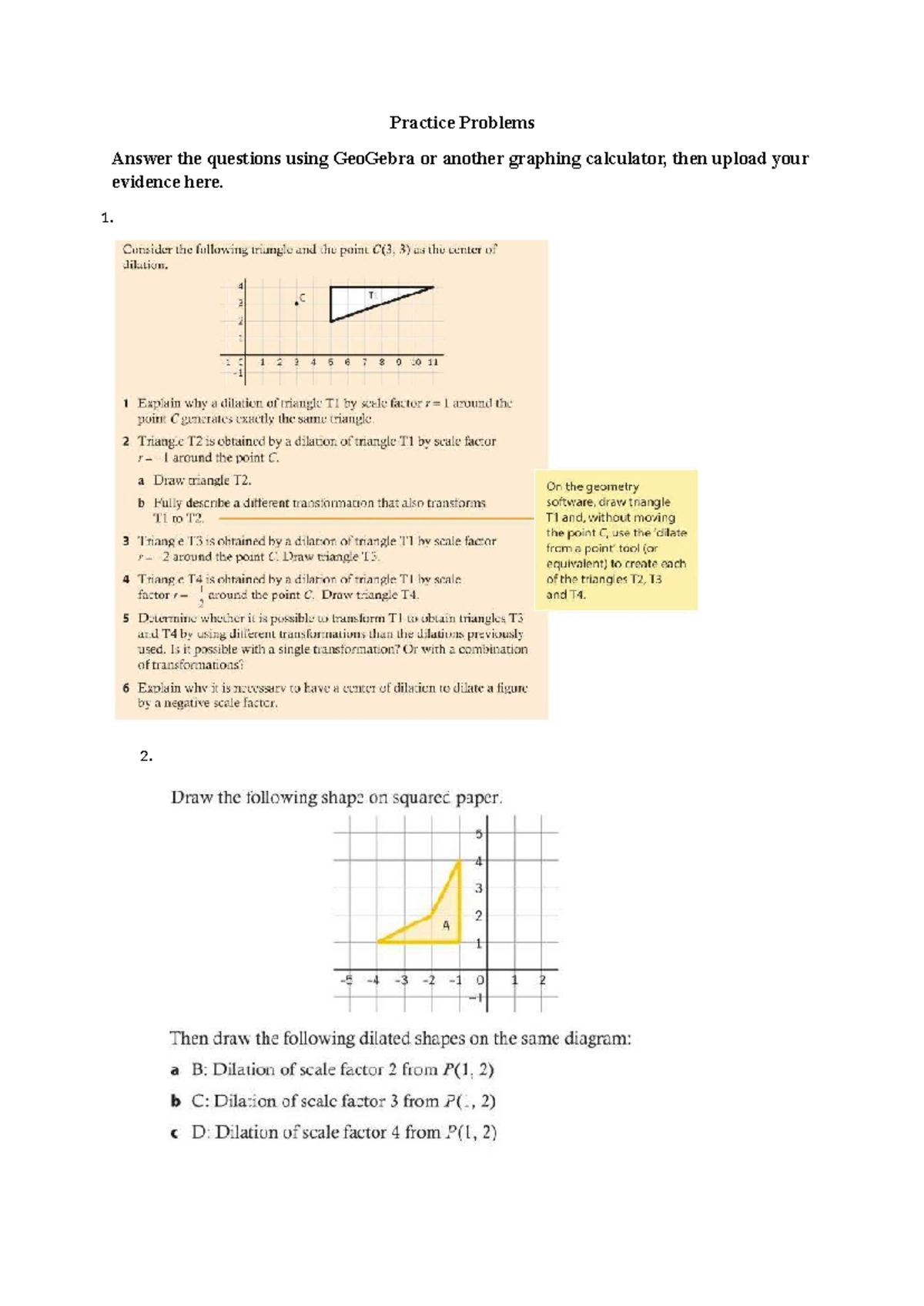 Practice Problem 1 - Mathematics - Practice Problems Answer the ...