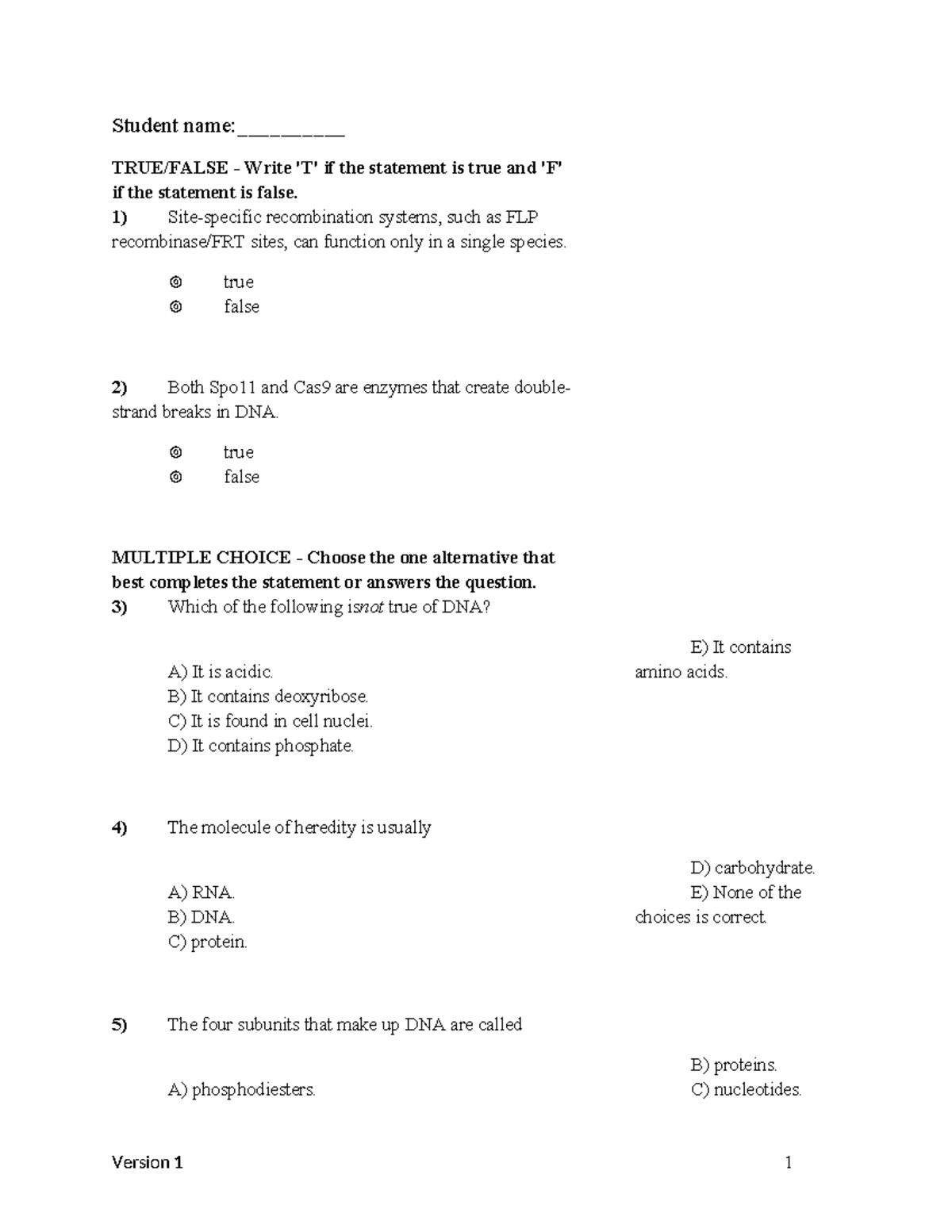 Hartwell Chapter 6: DNA Recombination and Replication Quiz - Studocu