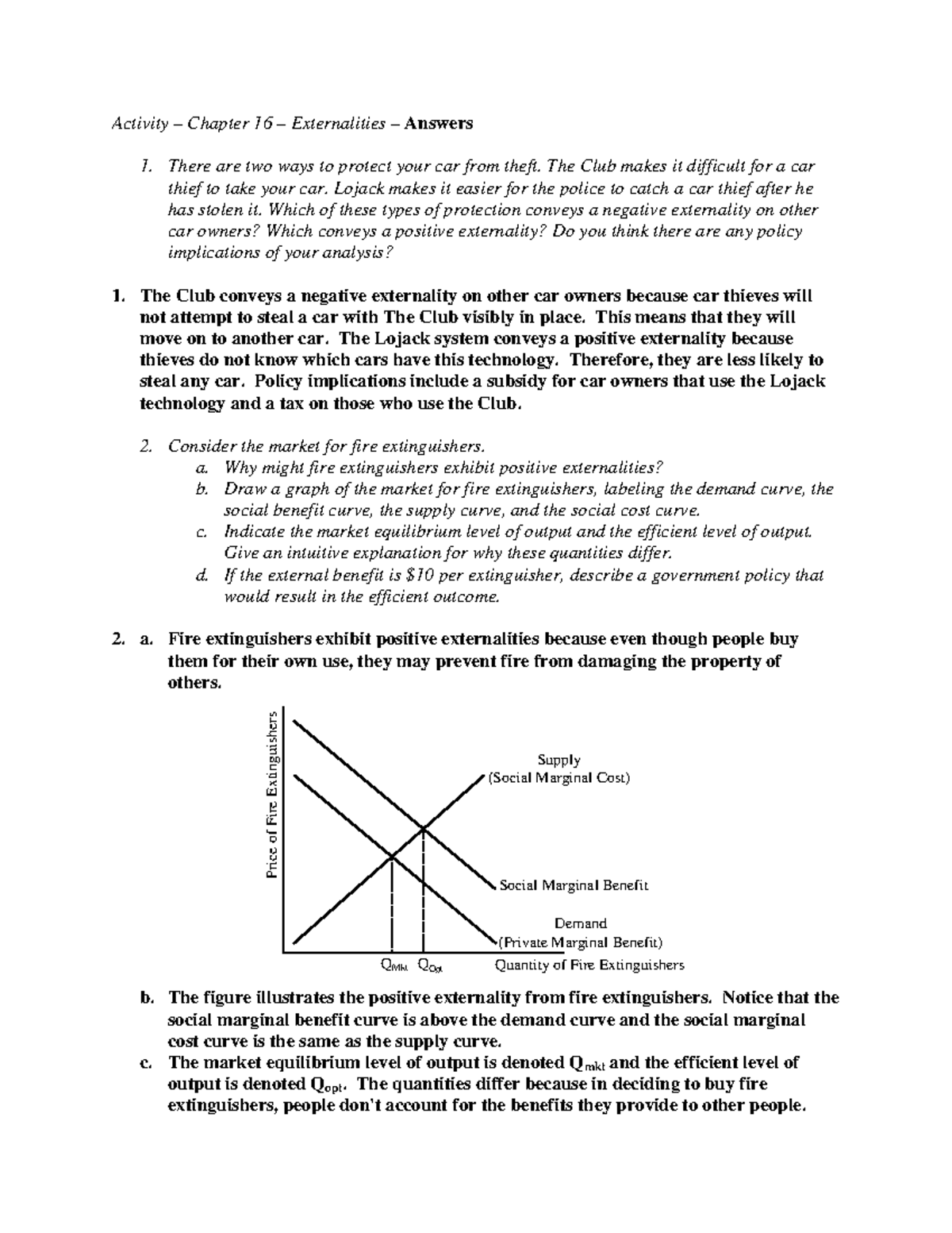 Activity - Ch16 - Externalities Answers and Analysis - Studocu