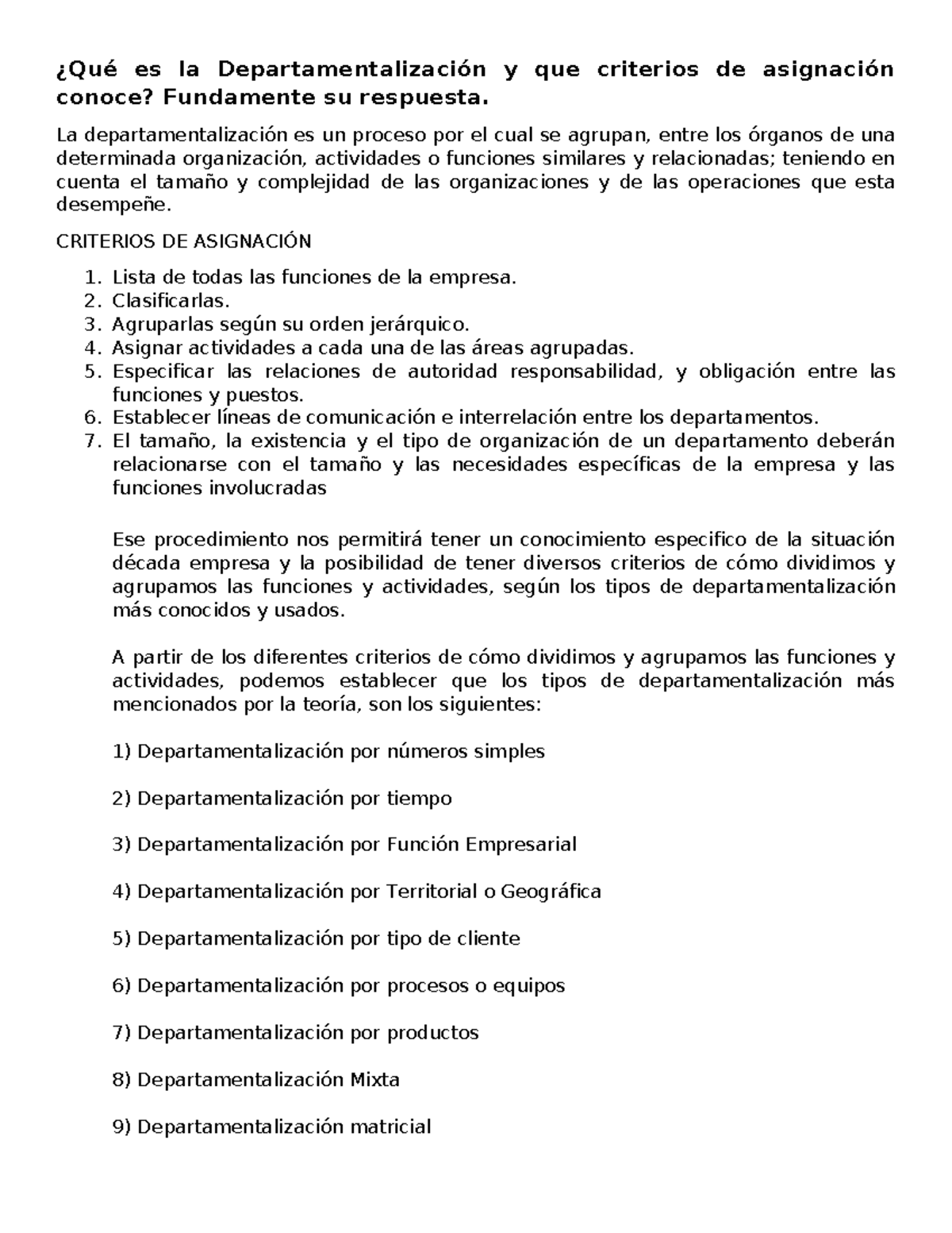 La Departamentalización: Criterios y Tipos Más Comunes - Document Preview