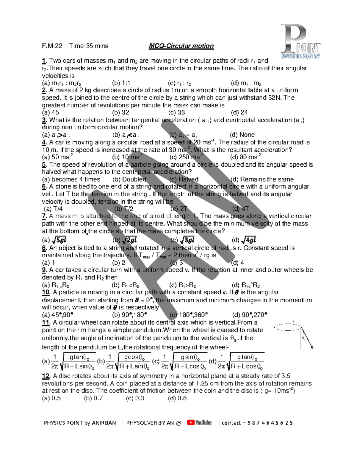 5. circular motion - questions - PHYSICS POINT by ANIRBAN | PHYSOLVER ...