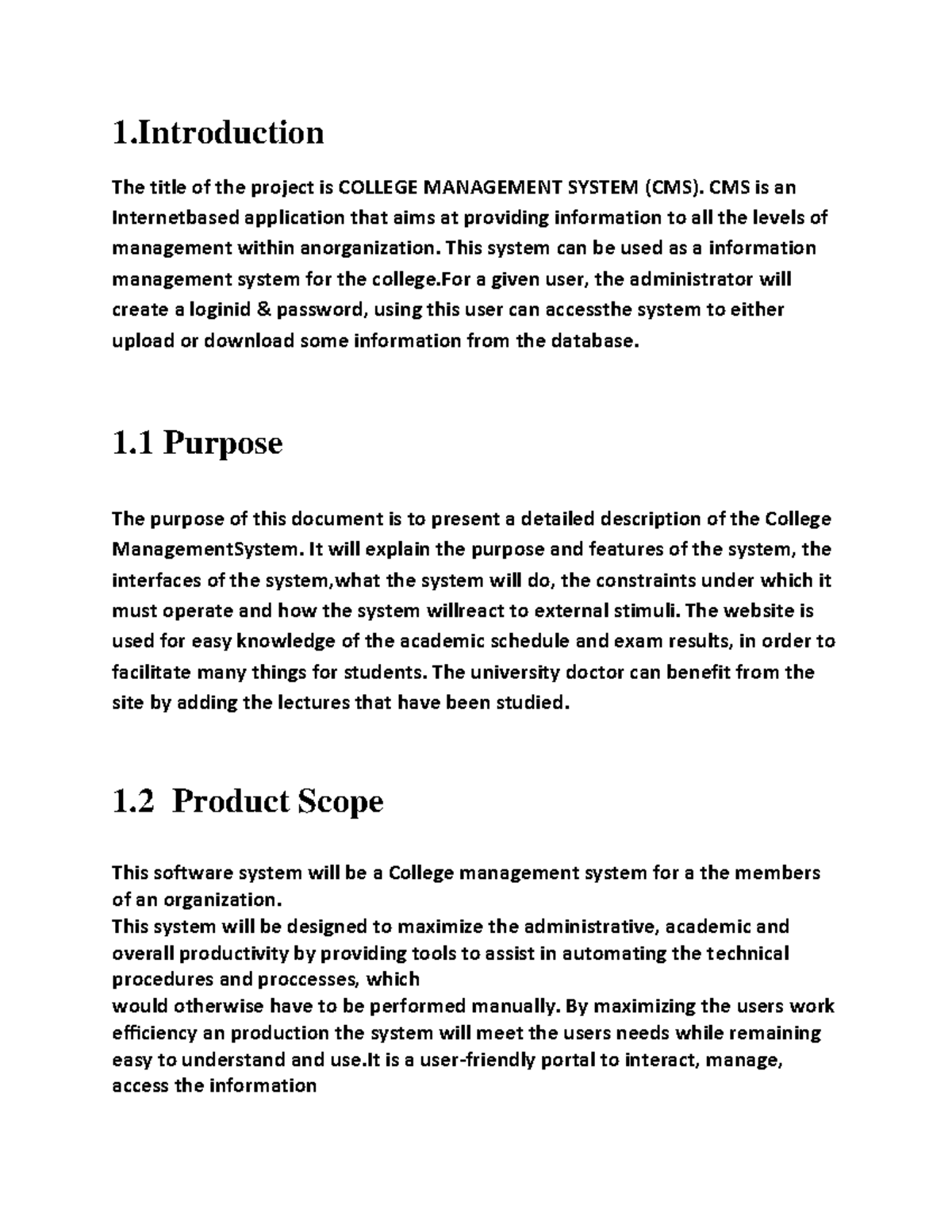 SRS - FDDFDF - 1 The title of the project is COLLEGE MANAGEMENT SYSTEM ...