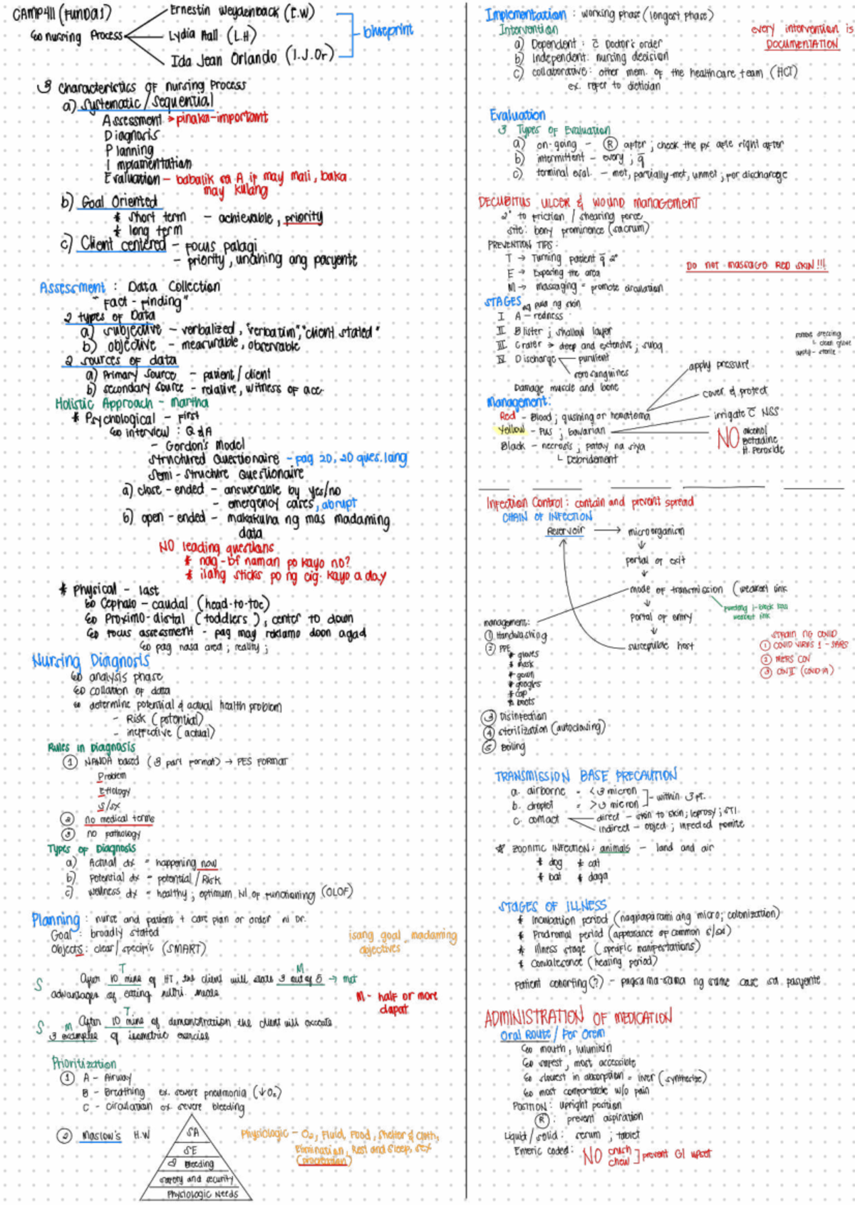 CAMP411 (Funda1) Comprehensive Exam Lecture Notes on Nursing Process ...