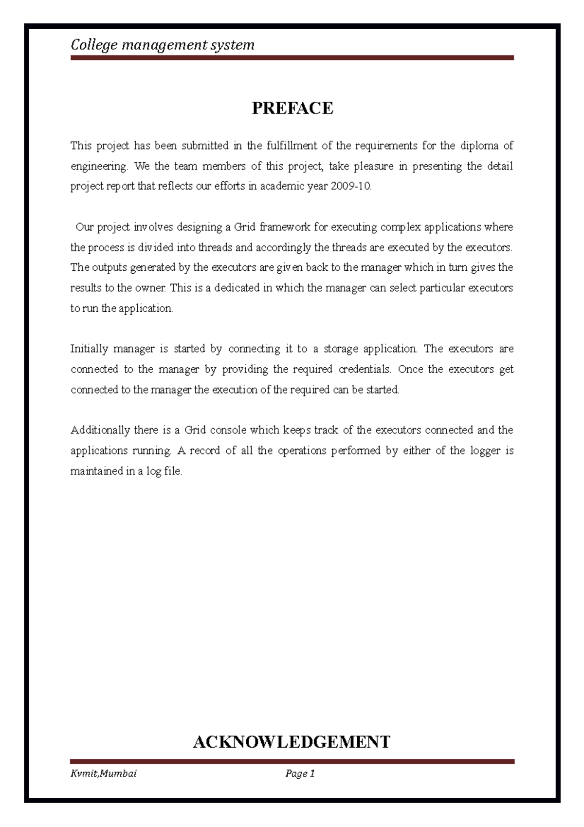 MS MAIN - college management system report - PREFACE This project has ...