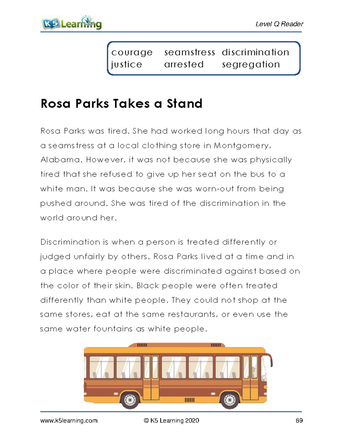 Level Q Reader: Rosa Parks and the Fight Against Segregation - Studocu