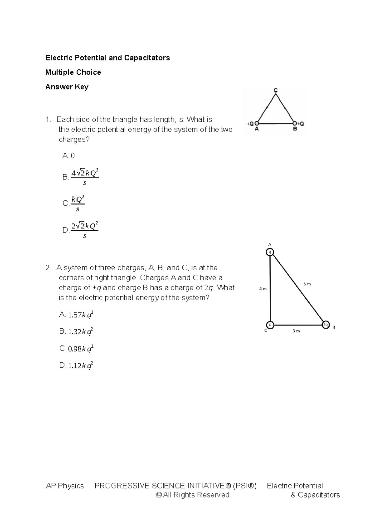 AP Physics 2: Electric Potential and Capacitors MCQ Notes - Studocu