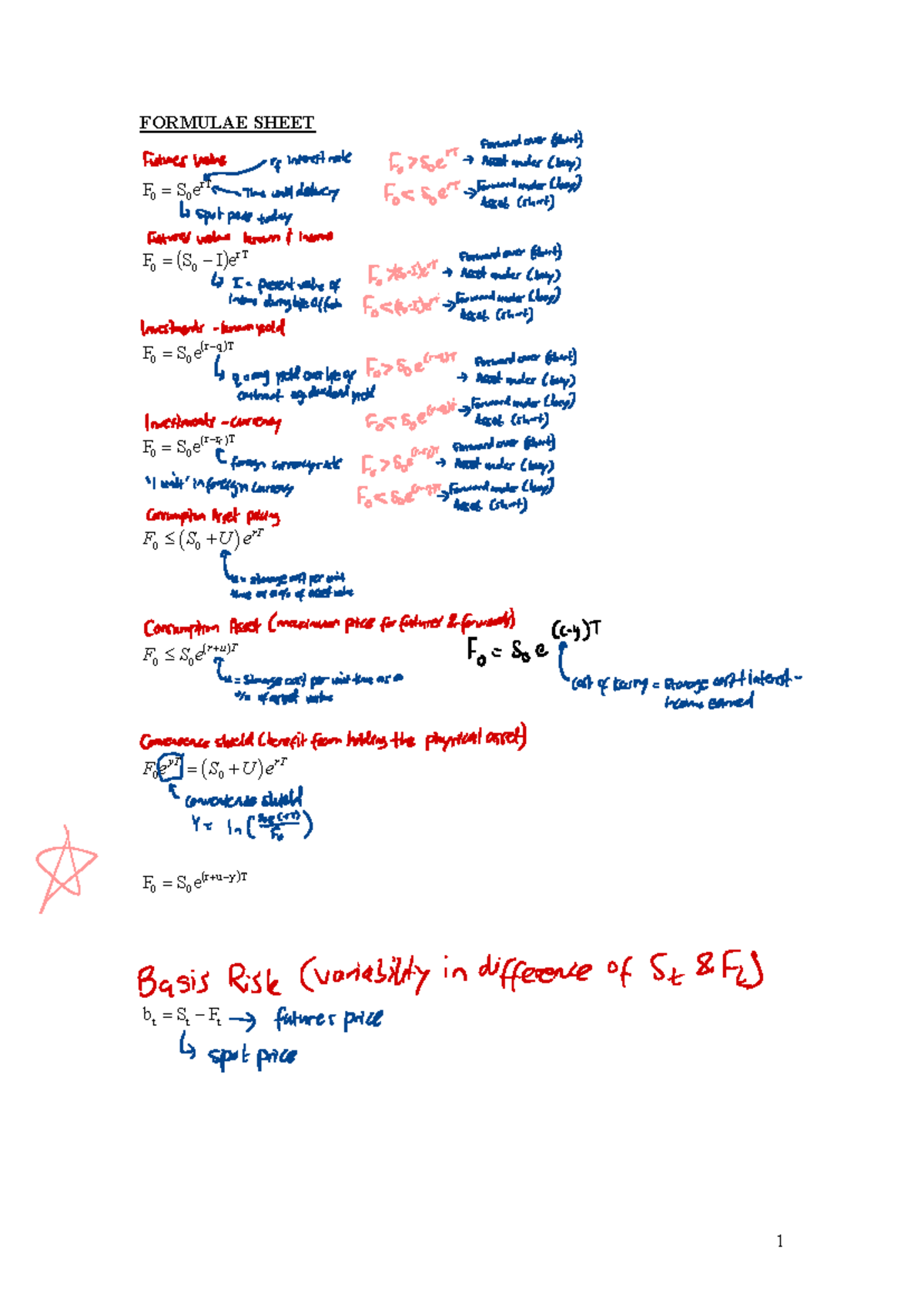 Annotated MST Formula Sheet for Derivative Securities - Studocu